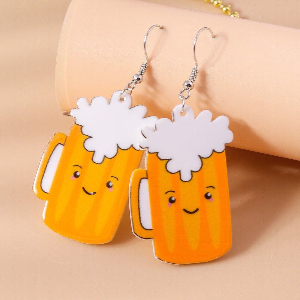 Wholesale Simulated Food Toys Milk Tea Chips Drinks  Plastic Cute Earrings